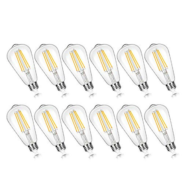 BRIGHTEVER 12-Pack Vintage 7W ST58 LED Edison Light Bulbs 60W Equivalent - White BRIGHTEVER 12-Pack Vintage 7W ST58 LED Edison Light Bulbs 60W Equivalent - White