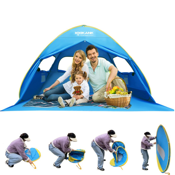 XIXIKANK 2 Seconds Easy Setup Pop-Up Beach Tent for 2-3 Persons - BLUE/YELLOW XIXIKANK 2 Seconds Easy Setup Pop-Up Beach Tent for 2-3 Persons - BLUE/YELLOW