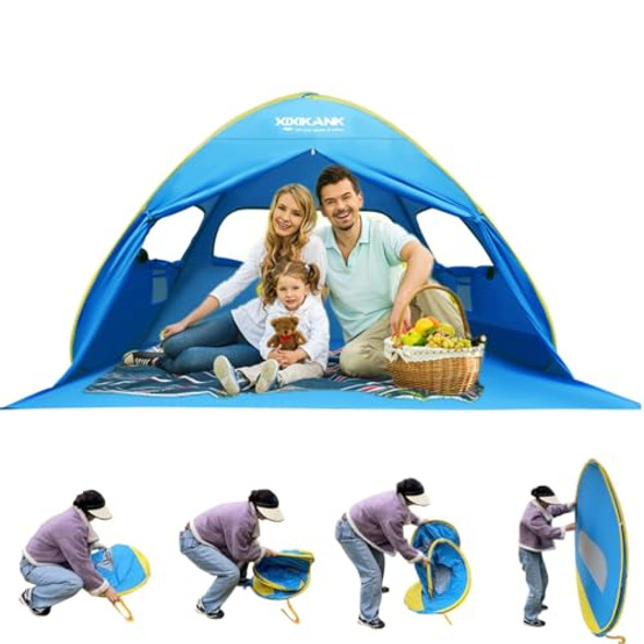 XIXIKANK 2 Seconds Easy Setup Pop-Up Beach Tent for 2-3 Persons - BLUE/YELLOW XIXIKANK 2 Seconds Easy Setup Pop-Up Beach Tent for 2-3 Persons - BLUE/YELLOW