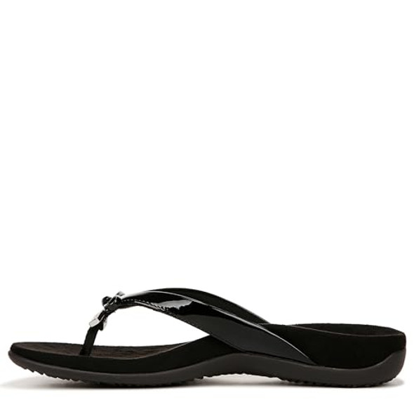 10000435001 VIONIC BELLA THONG SANDALS BLACK PATENT SIZE WOMENS 8.5 BLACK