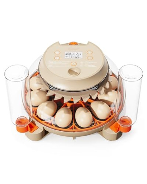 Innsky 12 Egg Incubator, Automatic Egg Turning and IS-EI001, White/Orange