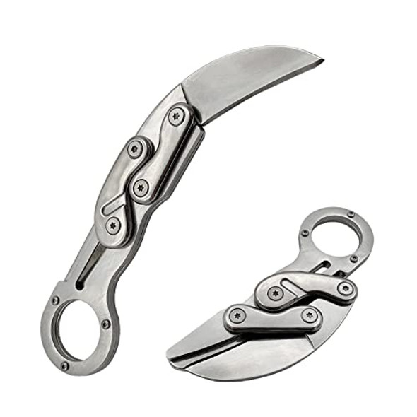 ISMOSM OUTDOOR MINI CAMPING STAINLESS CRAWL KNIFE MULTIFUNCTION - SILVER