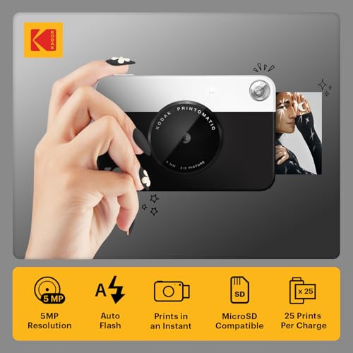 KODAK PRINTOMATIC FULL-COLOR INSTANT PRINT DIGITAL CAMERA RODOMATICBK - BLACK
