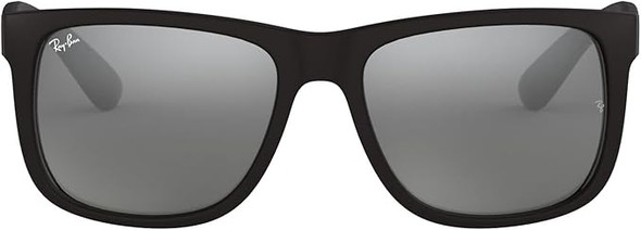 RAY-BAN, FRAME - MATTE RUBBER BLACK, LENSES - SILVER MIRROR, 622/55