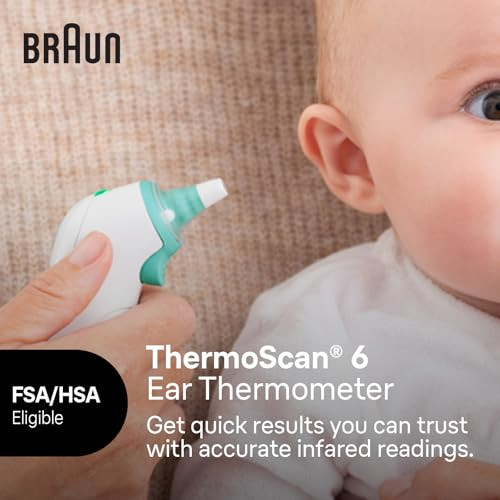 BRAUN THERMOSCAN 6 EAR THERMOMETER WITH COLOR-CODED DIGITAL DISPLAY - WHITE