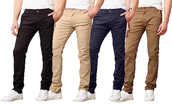 Galaxy Stretch Slim Fitting Chino Pants Size 38x30 Dark Khaki New Galaxy Stretch Slim Fitting Chino Pants Size 38x30 Dark Khaki New