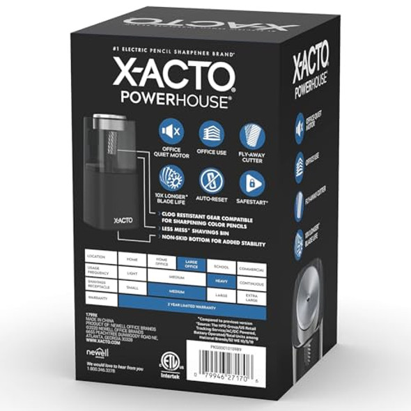 X-ACTO POWERHOUSE ELECTRIC PENCIL SHARPENER 1799X - BLACK X-ACTO POWERHOUSE ELECTRIC PENCIL SHARPENER 1799X - BLACK