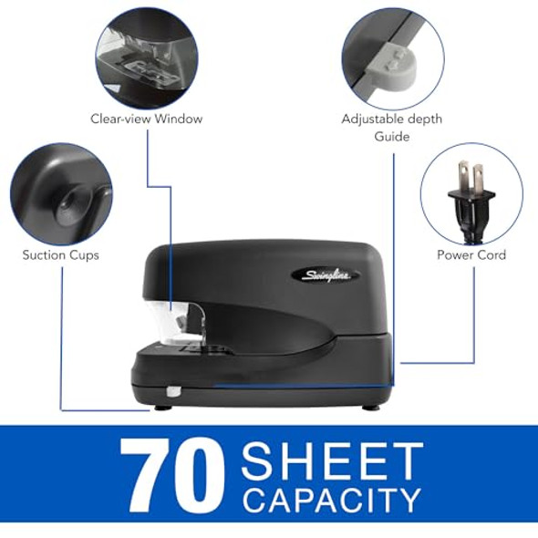SWINGLINE ELECTRIC STAPLER, 70 SHEET, HEAVY DUTY, JAM FREE, 69270 - BLACK SWINGLINE ELECTRIC STAPLER, 70 SHEET, HEAVY DUTY, JAM FREE, 69270 - BLACK