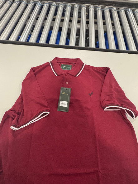 TIGER WOLF 3 BUTTON POLO SHIRT - SIZE: MEN XL - MAROON/BLACK/WHITE New TIGER WOLF 3 BUTTON POLO SHIRT - SIZE: MEN XL - MAROON/BLACK/WHITE New