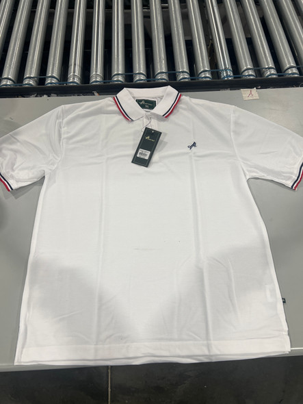 TIGER WOLF 3 BUTTON POLO SHIRT - SIZE: MEN XL - WHITE/RED/BLACK New TIGER WOLF 3 BUTTON POLO SHIRT - SIZE: MEN XL - WHITE/RED/BLACK New
