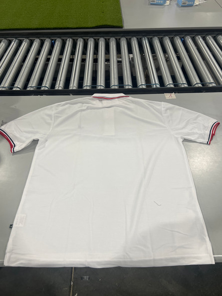 TIGER WOLF 3 BUTTON POLO SHIRT - SIZE: MEN XL - WHITE/RED/BLACK New TIGER WOLF 3 BUTTON POLO SHIRT - SIZE: MEN XL - WHITE/RED/BLACK New