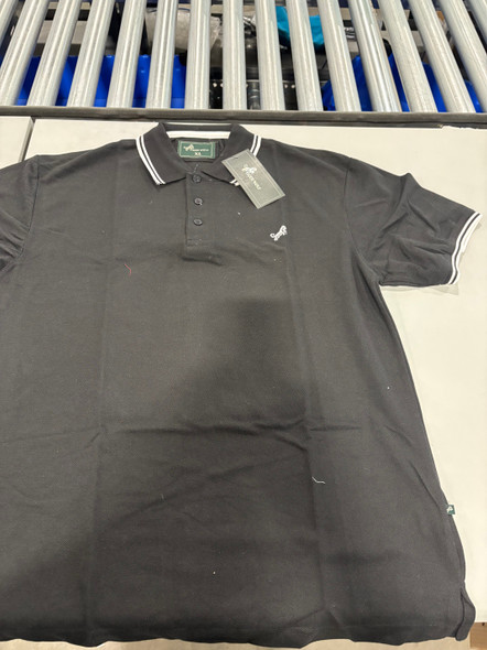 TIGER WOLF 3 BUTTON POLO SHIRT - SIZE: MEN XL - - SIZE: MEN XL - BLACK/WHITE New TIGER WOLF 3 BUTTON POLO SHIRT - SIZE: MEN XL - - SIZE: MEN XL - BLACK/WHITE New