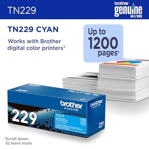 Brother Genuine TN229C Cyan Standard Yield Printer Toner Cartridge Print Up New Brother Genuine TN229C Cyan Standard Yield Printer Toner Cartridge Print Up New