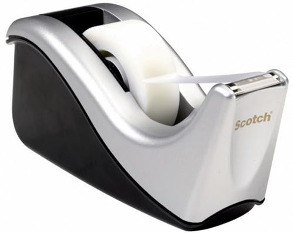 SCOTCH DESKTOP TAPE DISPENSER, SILVERTECH TWO-TONE, C60-ST - BLACK/SILVER SCOTCH DESKTOP TAPE DISPENSER, SILVERTECH TWO-TONE, C60-ST - BLACK/SILVER
