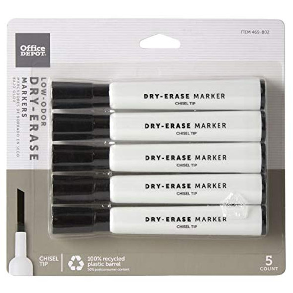 Office Depot 100% Recycled Low-Odor Dry-Erase Markers, Chisel Point, 20 mkrs New Office Depot 100% Recycled Low-Odor Dry-Erase Markers, Chisel Point, 20 mkrs New