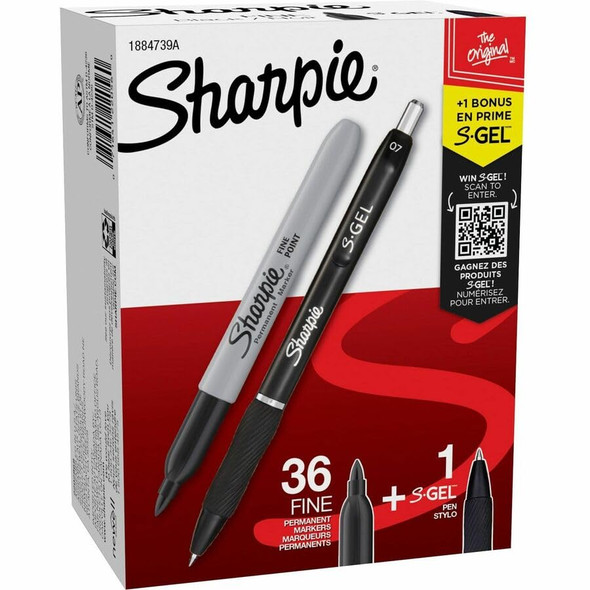 SHARPIE FINE TIP BLACK PERMANENT MARKER 36 COUNT BULK SET PLUS S-GEL - BLACK SHARPIE FINE TIP BLACK PERMANENT MARKER 36 COUNT BULK SET PLUS S-GEL - BLACK