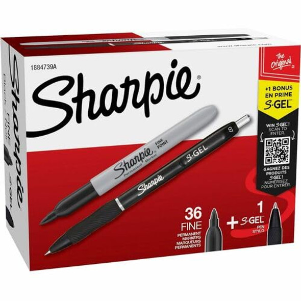 SHARPIE FINE TIP BLACK PERMANENT MARKER 36 COUNT BULK SET PLUS S-GEL - BLACK SHARPIE FINE TIP BLACK PERMANENT MARKER 36 COUNT BULK SET PLUS S-GEL - BLACK