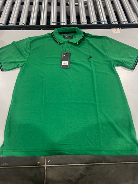 TIGER WOLF 3 BUTTON POLLO SHIRT - SIZE: MEN L - GREEN/BLACK TIGER WOLF 3 BUTTON POLLO SHIRT - SIZE: MEN L - GREEN/BLACK