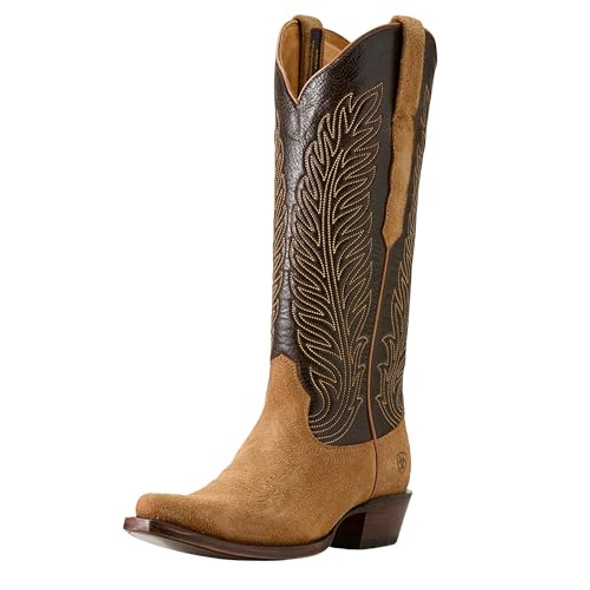 ARIAT WOMEN WESTERN BOOT YELLOWSTONE ARENA DIRT, SIZE 7.5 TAN ROUGHOUT/TOFFEE New