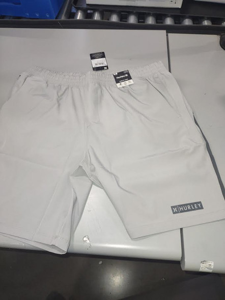 HURLEY WARMUP SHORTS COLOR GRAY STRIPE - SIZE: MEN XL - LIGHT GRAY/GRAY New