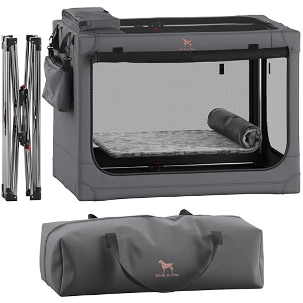 NOAH & PAW COLLAPSIBLE DOG CRATE 30 INCHES, LARGE MEDIUM BREED - GRAY