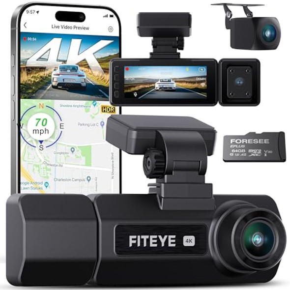 FITEYE 3 CHANNEL 4K DASH CAM, IMX335 STARVIS SENSOR FT-VD004 - Black FITEYE 3 CHANNEL 4K DASH CAM, IMX335 STARVIS SENSOR FT-VD004 - Black
