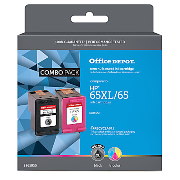 HP OFFICE DEPOT HIGH-YIELD TRI-COLOR INK CARTRIDGE HP 65XL/65 - BLACK TRI-COLOR New