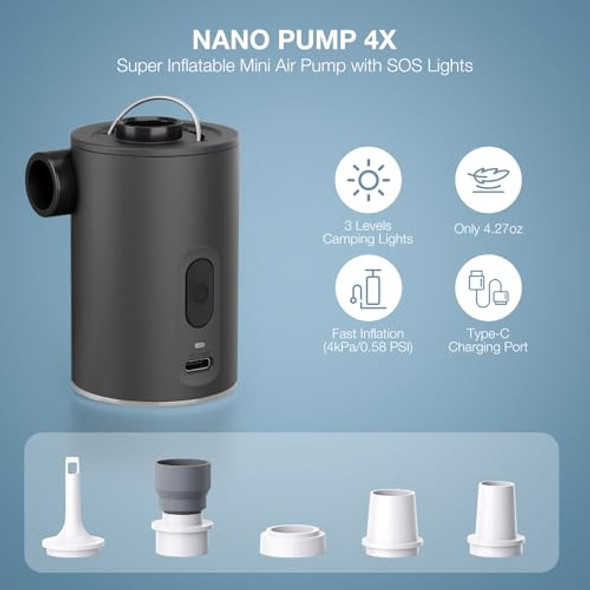RTLOII PORTABLE AIR PUMP FOR INFLATABLES ULTRA-MINI AIR MATTRESS PUMP 4X MORE RTLOII PORTABLE AIR PUMP FOR INFLATABLES ULTRA-MINI AIR MATTRESS PUMP 4X MORE
