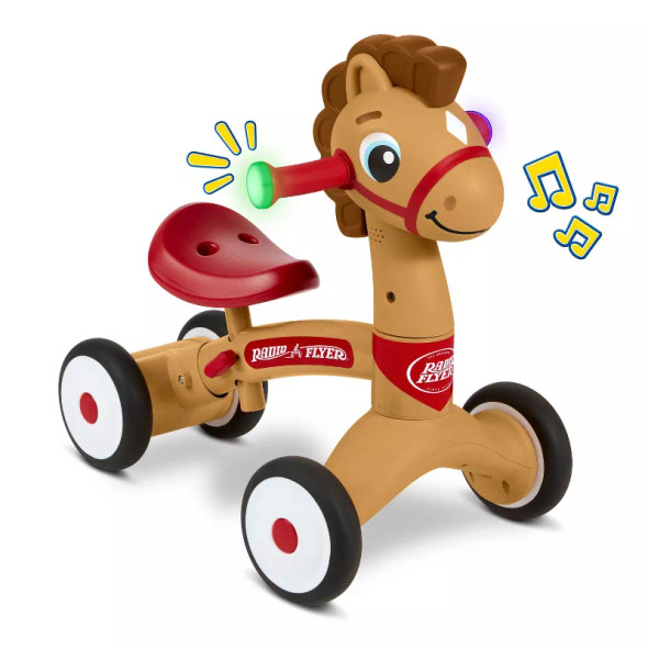 RADIO FLYER LIL' RACERS PERCY THE PONY RIDING TOY - BROWN/RED RADIO FLYER LIL' RACERS PERCY THE PONY RIDING TOY - BROWN/RED