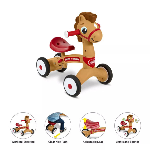 RADIO FLYER LIL' RACERS PERCY THE PONY RIDING TOY - BROWN/RED RADIO FLYER LIL' RACERS PERCY THE PONY RIDING TOY - BROWN/RED