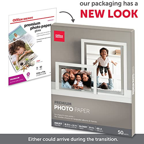 Office Depot Premium Photo Paper, Gloss, 8 1/2in. x 11in., Pack Of 50 Sheets New Office Depot Premium Photo Paper, Gloss, 8 1/2in. x 11in., Pack Of 50 Sheets New