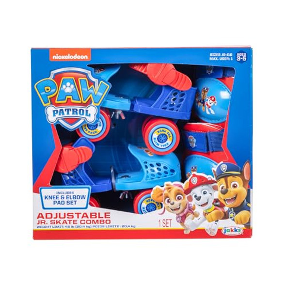PAW PATROL JUNIOR SKATES INCLUDES KNEE AND ELBOW PADS SIZE ADJUSTABLE - BLUE/RED New PAW PATROL JUNIOR SKATES INCLUDES KNEE AND ELBOW PADS SIZE ADJUSTABLE - BLUE/RED New