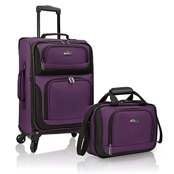 US Traveler Lightweight Rolling 20" Carry On Luggage Softside Suitcase Purple New US Traveler Lightweight Rolling 20" Carry On Luggage Softside Suitcase Purple New