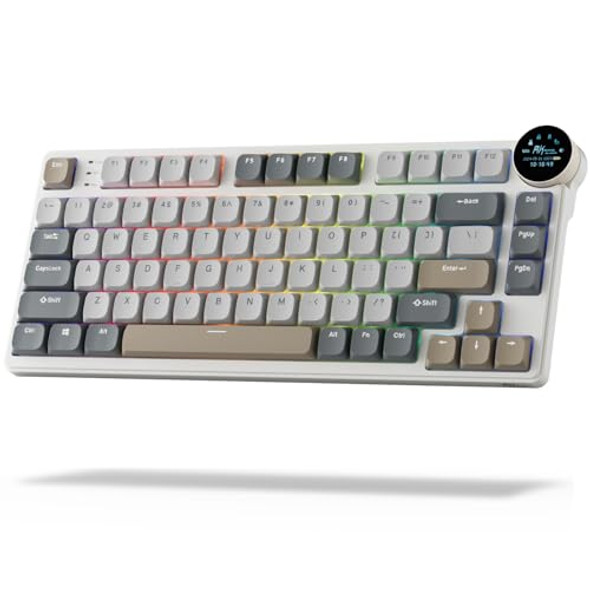 RK ROYAL KLUDGE N80 LOW PROFILE MECHANICAL KEYBOARD W/SMART DISPLAY - SANDY GRAY RK ROYAL KLUDGE N80 LOW PROFILE MECHANICAL KEYBOARD W/SMART DISPLAY - SANDY GRAY