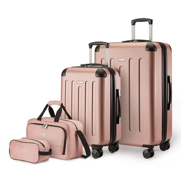 Amazon Basics 4-Piece Luggage Set, Two Hardside Suitcases, LN20175 - Rose Gold Amazon Basics 4-Piece Luggage Set, Two Hardside Suitcases, LN20175 - Rose Gold