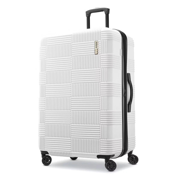 AMERICAN TOURISTER NXT HARDSIDE LARGE CHECKED SPINNER SUITCASE - WHITE New AMERICAN TOURISTER NXT HARDSIDE LARGE CHECKED SPINNER SUITCASE - WHITE New