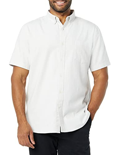AMAZON ESSENTIALS MEN'S SLIM SHIRT VERTICAL STRIPE L Grey/White New AMAZON ESSENTIALS MEN'S SLIM SHIRT VERTICAL STRIPE L Grey/White New