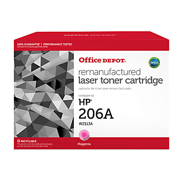 OFFICE DEPOT MAGENTA TONER CARTRIDGE REPLACEMENT FOR HP 206A, W2113A - MAGENTA OFFICE DEPOT MAGENTA TONER CARTRIDGE REPLACEMENT FOR HP 206A, W2113A - MAGENTA