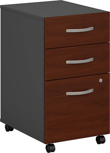 Bush Business Components 3-Drawer Mobile File WC24453 - Cherry/Graphite Gray