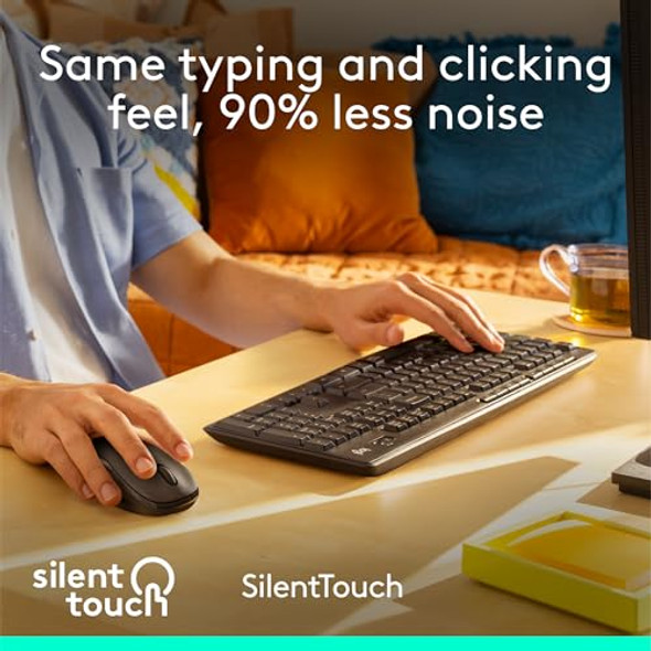 LOGITECH WIRELESS MOUSE KEYBOARD COMBO SILENTTOUCH OPTICAL TRACKING - BLACK