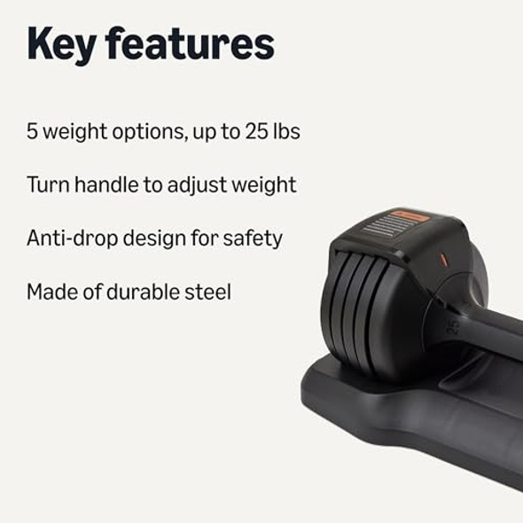AMAZON BASICS ADJUSTABLE DUMBBELL, 25 LB - BLACK AMAZON BASICS ADJUSTABLE DUMBBELL, 25 LB - BLACK