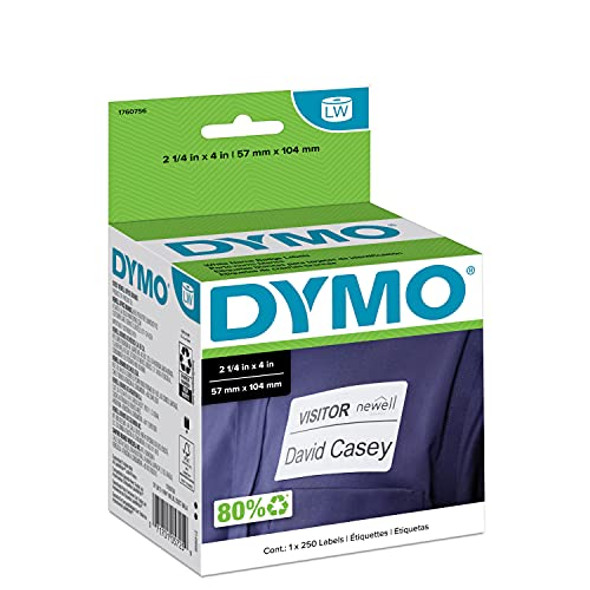 DYMO LW SELF-ADHESIVE NAME BADGE LABELS LABELWRITER 2-1/4'' X 4'',250 (1760756) New DYMO LW SELF-ADHESIVE NAME BADGE LABELS LABELWRITER 2-1/4'' X 4'',250 (1760756) New