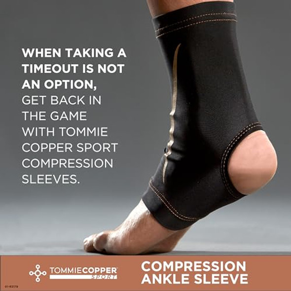 Tommie Copper Ankle Compression Sleeve L/XL, 4D Stretch & Non-Slip, Black
