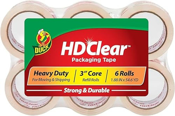 Duck HD Clear Packing Tape Refills - 6 Rolls of Strong Heavy Duty Packing Tape New Duck HD Clear Packing Tape Refills - 6 Rolls of Strong Heavy Duty Packing Tape New