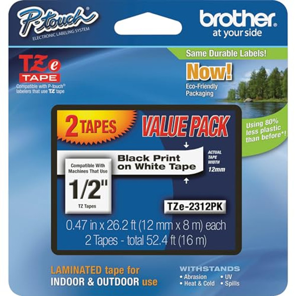 BROTHER GENUINE P-TOUCH TZE-231 2 PACK TAPE ½”(0.47”) X 26.2 FT LAMINATED 8M New BROTHER GENUINE P-TOUCH TZE-231 2 PACK TAPE ½”(0.47”) X 26.2 FT LAMINATED 8M New