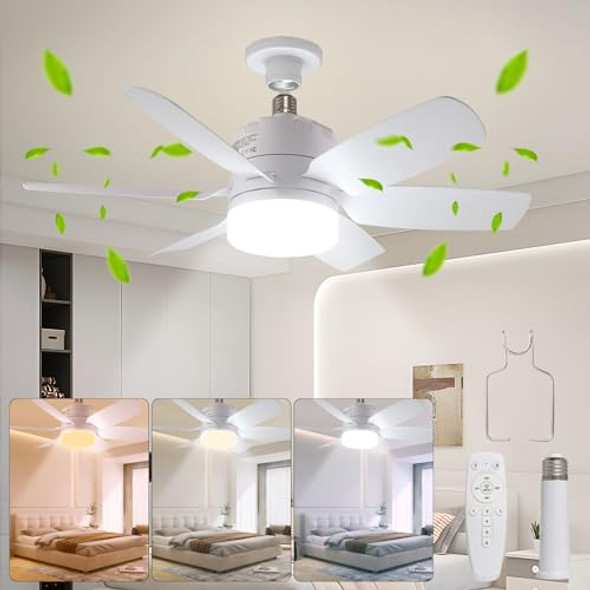 Light Bulb Fan Socket Ceiling Light Socket Fan Light Bulb of 3 Modes 3000K-6500K New Light Bulb Fan Socket Ceiling Light Socket Fan Light Bulb of 3 Modes 3000K-6500K New