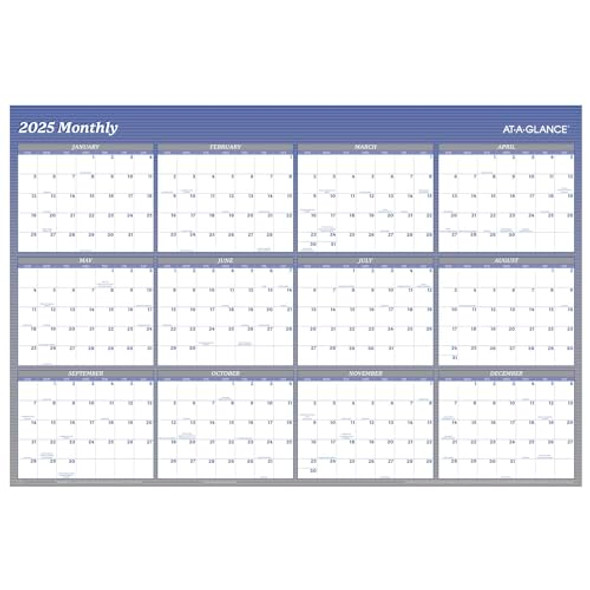 AT-A-GLANCE 2025 Wall Calendar, Dry Erase Wall Planner, Monthly, 48" x 32" Blue AT-A-GLANCE 2025 Wall Calendar, Dry Erase Wall Planner, Monthly, 48" x 32" Blue