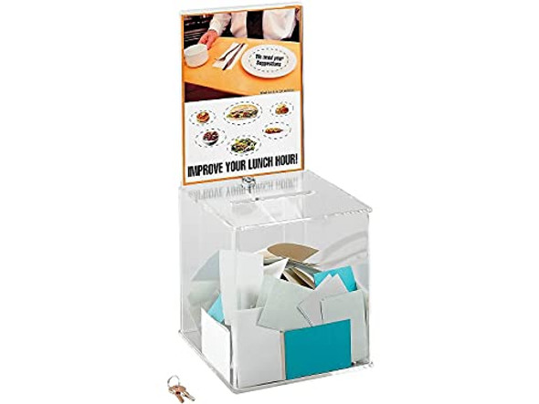 SAFCO 4234CL LARGE ACRYLIC COLLECTION BOXES - CLEAR New SAFCO 4234CL LARGE ACRYLIC COLLECTION BOXES - CLEAR New