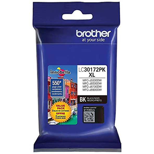 BROTHER PRINTER LC30172PK HIGH YIELD XL BLACK INK CARTRIDGE-2 PACK - BLACK New BROTHER PRINTER LC30172PK HIGH YIELD XL BLACK INK CARTRIDGE-2 PACK - BLACK New