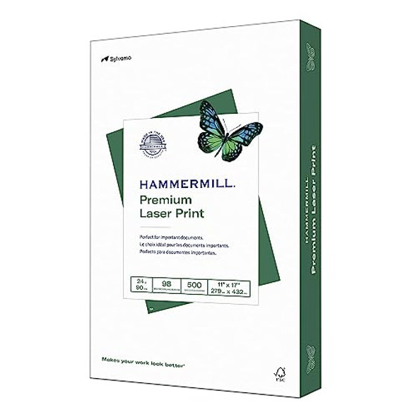 HAMMERMILL PRINTER PAPER PREMIUM LASER PRINT 24LB 11 X 17 1 REAM - 98 BRIGHT New